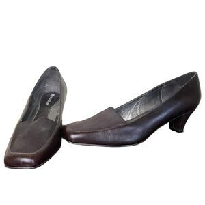 NATURALIZER Janet Brown Leather & Fabric Pumps Heels Women’s Size 8.5